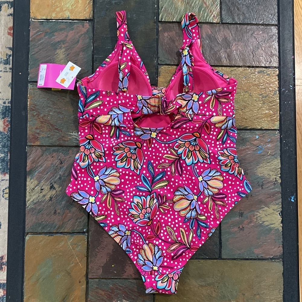 Tabitha Brown Women's Floral Print Front Cutout One Piece Swimsuit Size 14W - Picture 11 of 14